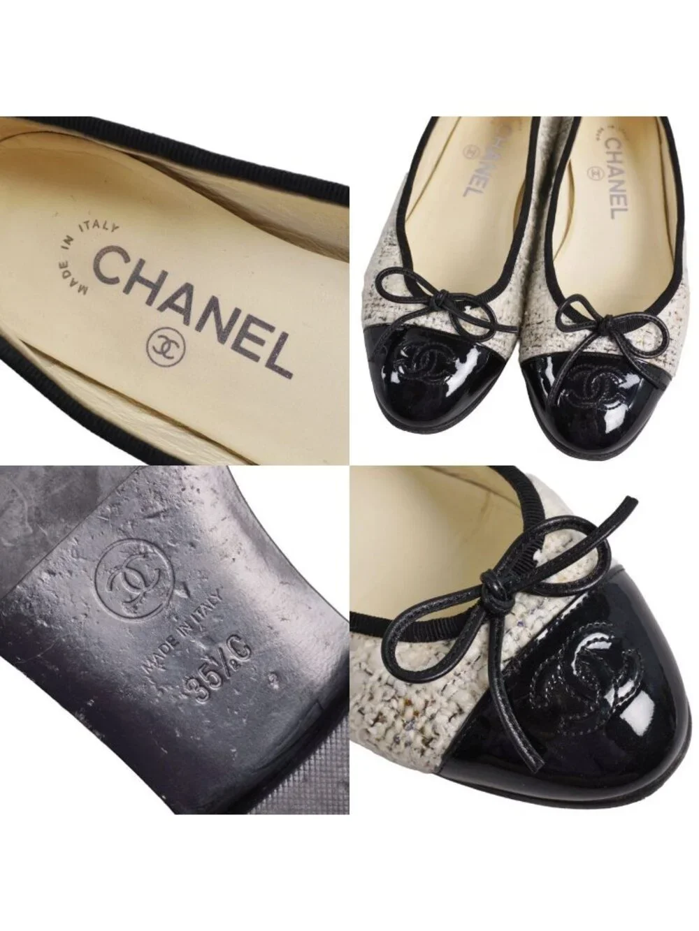 Chanel Pumps Ballerina Ribbon Twi Flat